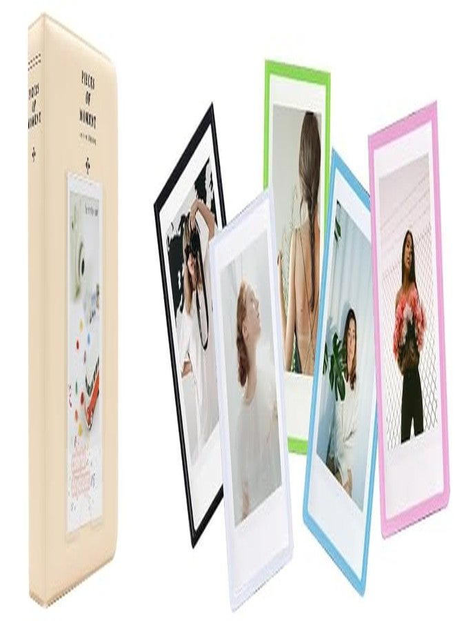 ZENKO 64-Pocket Album + 5 Magnetic Frames fits Fujifilm Instax Film Roll Mini (12, 11, 9, 8, 40, Evo, Liplay), Mini Link Printer, Polaroid Snap Touch, PIC-300, Z2300 Mint Instant Cameras (Beige) - Image 1